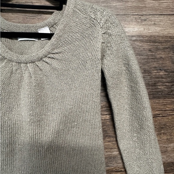 Tan Crew Neck Sweater with Ribbed Hem - Picture 4 of 8